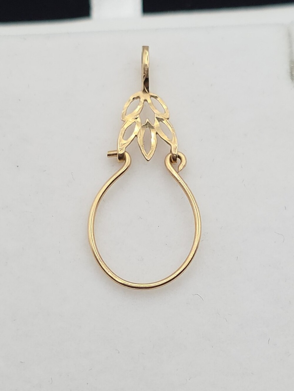 Vintage Fine Jewelry 14k Gold Diamond Cut Charm Holder Pendant